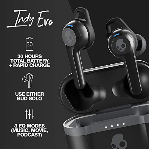 Skullcandy Indy Evo In-Ear Wireless Earbuds, 30 Hr Battery, Microphone